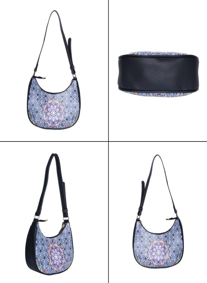 SANTORINI Leher Women’s Shoulder Bag | Premium Faux Leather Designer Hobo Bag with Ethnic Print | Stylish & Spacious Everyday Bag (Multicolor) - Image 2